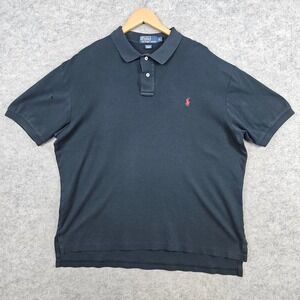 Polo Ralph Lauren Men's Navy Blue Shirt Size XL 100% Cotton Preppy Church‎ HOLE